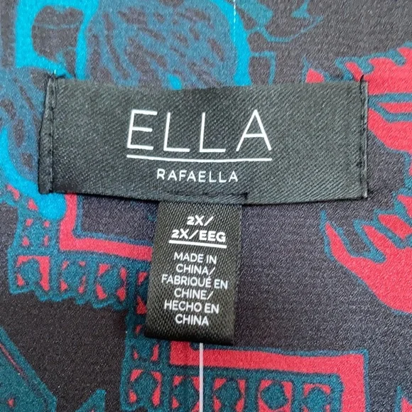 Ella abstract floral printed top office blouse retro vibe 2X - Picture 13 of 17